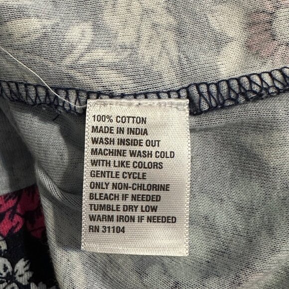 Kim Rogers Floral Print Cotton Top XL Navy 3/4 Sleeve Casual Boho Cottagecore - Picture 4 of 7